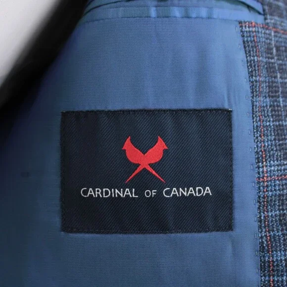 Cardinal of Canada NWT 100% Wool Sport Coat Size 38R US In Blue w/ Coral Plaid